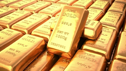 Fine Gold bars in bank vault