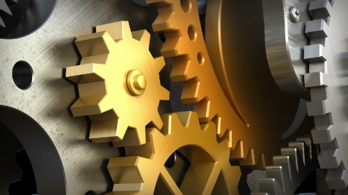Golden clockwork with gears