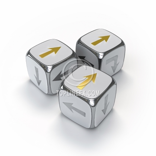 3D silver cubes with arrows pointing to direction