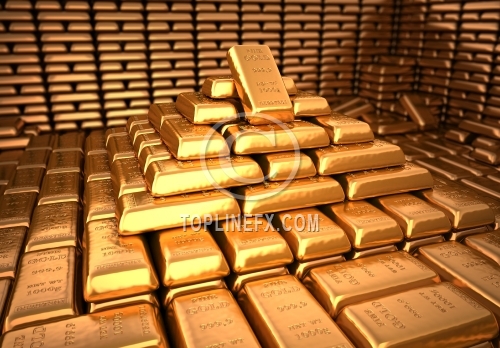 Bank vault filled with gold bullion. Finance illustration