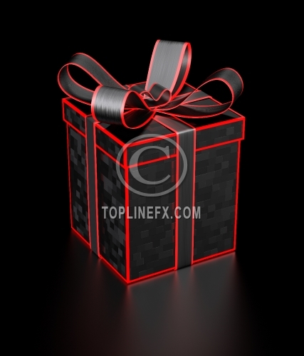 Black gift box on black background
