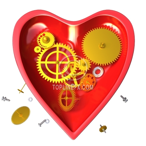 Broken mechanical heart  or red clock