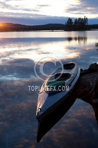 Canoe on Lake in North Europe