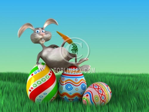 Cartoon bunny and Easter egg