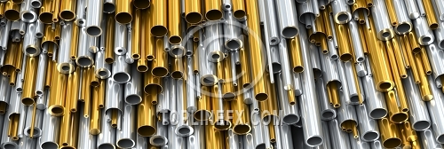 Different diameters metal round pipes and kernels