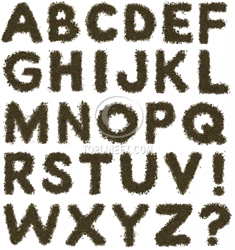 Full alphabet made of soil