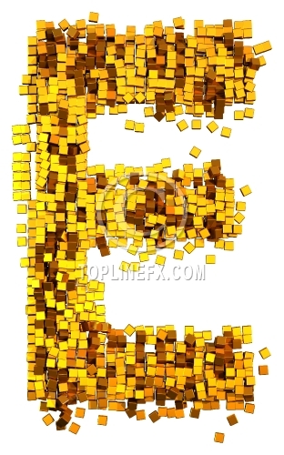 Glamour  gold cubes Letter E