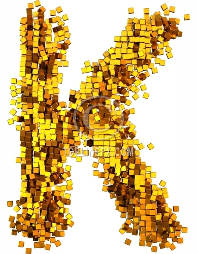 Glamour  gold cubes Letter K