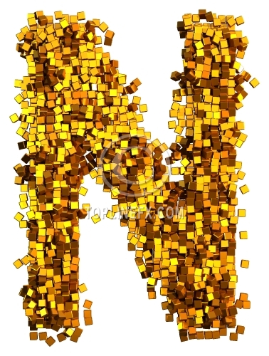 Glamour  gold cubes Letter N
