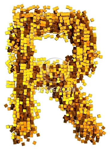 Glamour  gold cubes Letter R