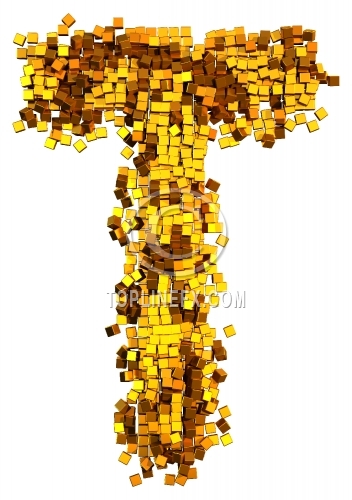Glamour  gold cubes Letter T