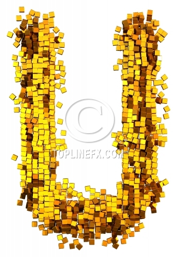 Glamour  gold cubes Letter U