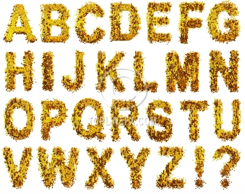 Glamour Alphabet made of gold cubes