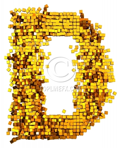 Glamour gold cubes Letter D