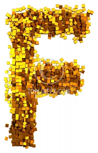 Glamour gold cubes Letter F