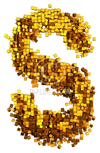 Glamour gold cubes Letter S