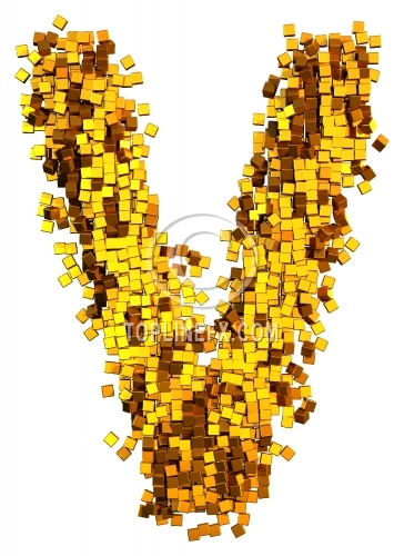 Glamour gold cubes Letter V