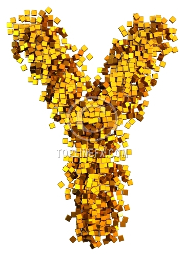 Glamour gold cubes Letter Y