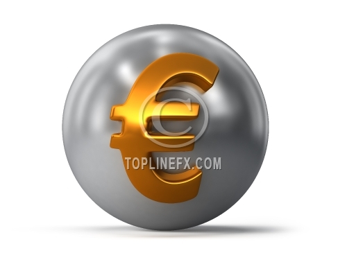 Golden euro currency sign on sphere