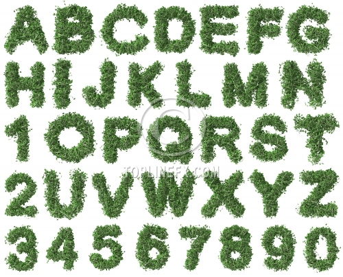 Green alphabet made of trees and leafs