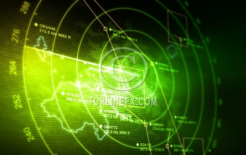 Green radar screen with targets