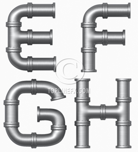 Metal pipe letters E,F,G,H