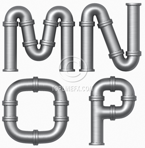 Metal pipe letters M,N,O,P
