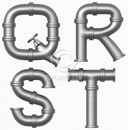 Metal pipe letters Q,R,S,T