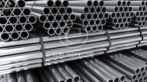 Metal pipes in a warehouse