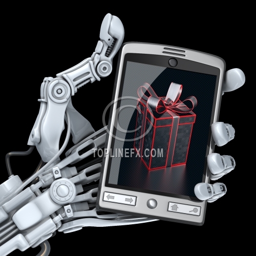 Robot keeps smart phone