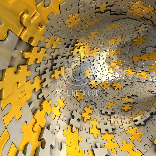 Tunnel made of gold and silver puzzles