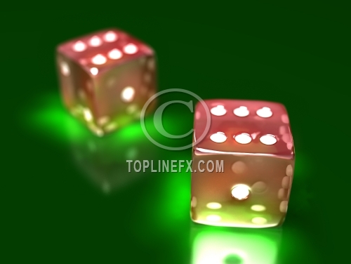 two dice on a game table in a casino