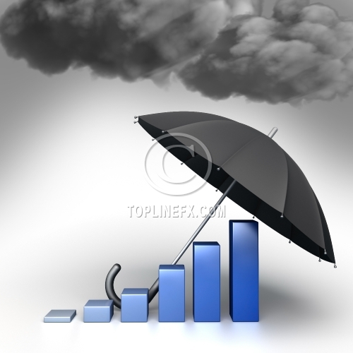 Umbrella protects Economic chart from bad weather
