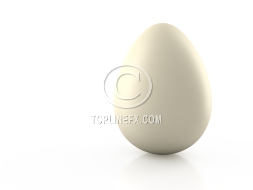 White Easter egg on white reflection background